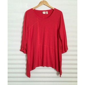 Zenergy By Chicos Womens Blouse Top Size 3 Stretch Pink 3/4th Sleeve Pull On